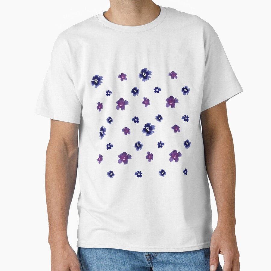 Violet viola flower pattern a watercolor sketch by Yana Mustafina | Boho Soulful Designs T-Shirts, Hoodie,... (Image 1)