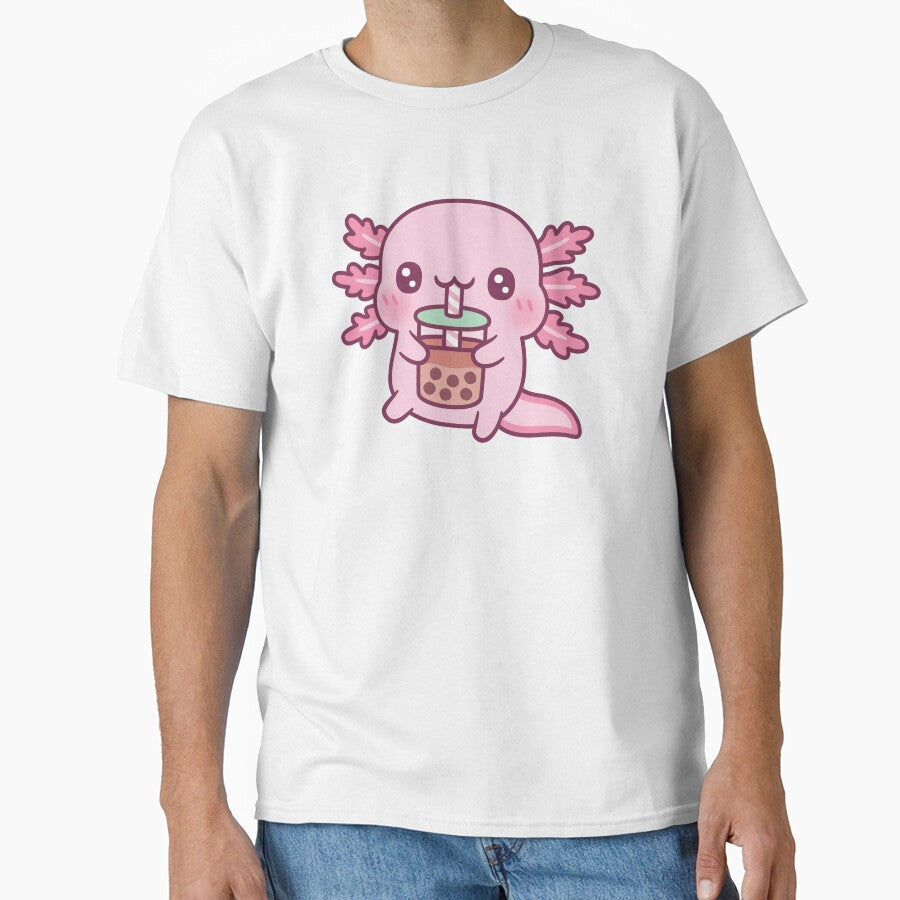 Cute Axolotl Drinking Boba Tea by rustydoodle T-Shirts, Hoodie, Sweatshirt | BlankRebels.com (Image 1)