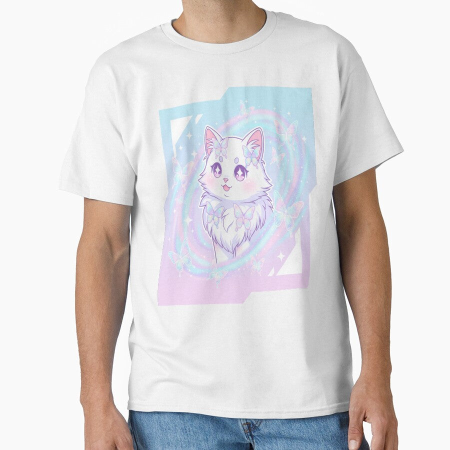 Y2K Butterfly Cat Nostalgic Kawaii Kitty Sparkle Design by Neko-Doodle-co
