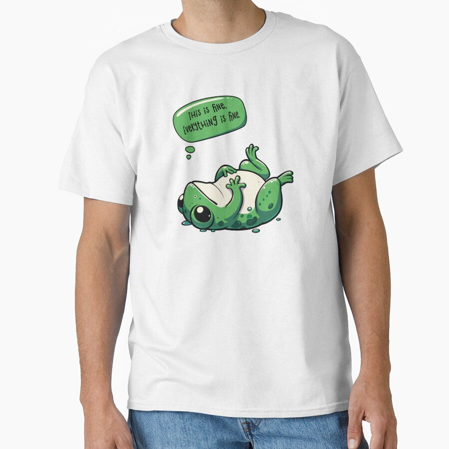 Funny frog. This is fine. Everything is fine. by alik7 T-Shirts, Hoodie, Sweatshirt | BlankRebels.com (Image 1)