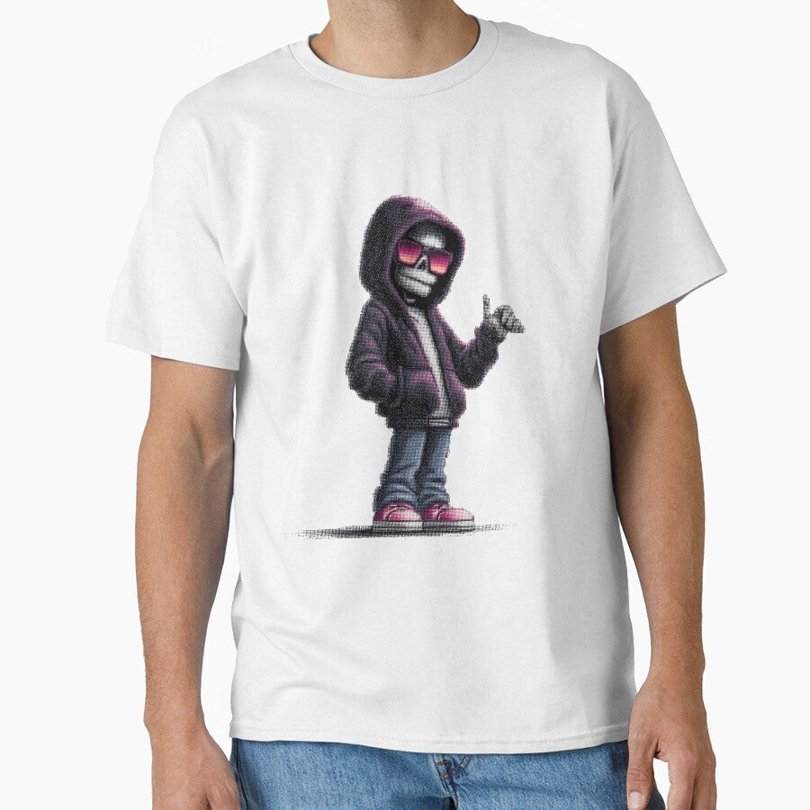 Cool Skeleton in Hoodie with Sunglasses Pixel Art T-Shirt by BBackdesign Sweatshirt | BlankRebels.com (Image 1)