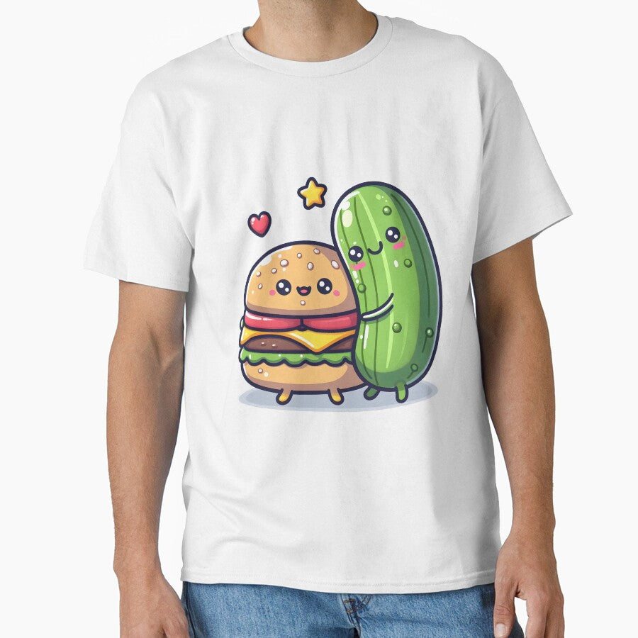 Kawaii Burger Hugging Pickle by CanvasCutie T-Shirts, Hoodie, Sweatshirt | BlankRebels.com (Image 1)