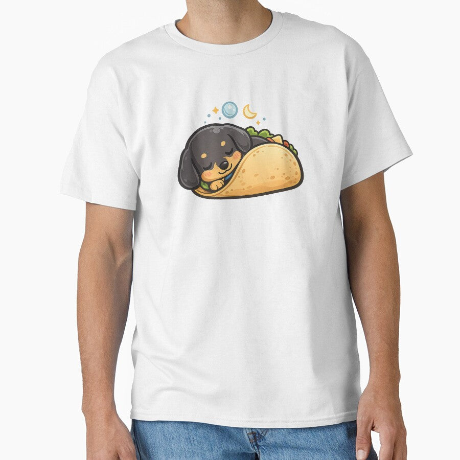 Taco Dachshund Napping - Funny Sleepy Sausage Dog by Hydravisions T-Shirts, Hoodie, Sweatshirt | BlankRebels.com (Image 1)