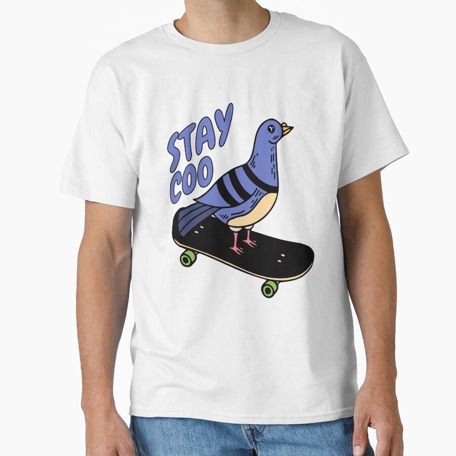 Stay Coo! Cute Skateboarding Pigeon Pun by PMCreative