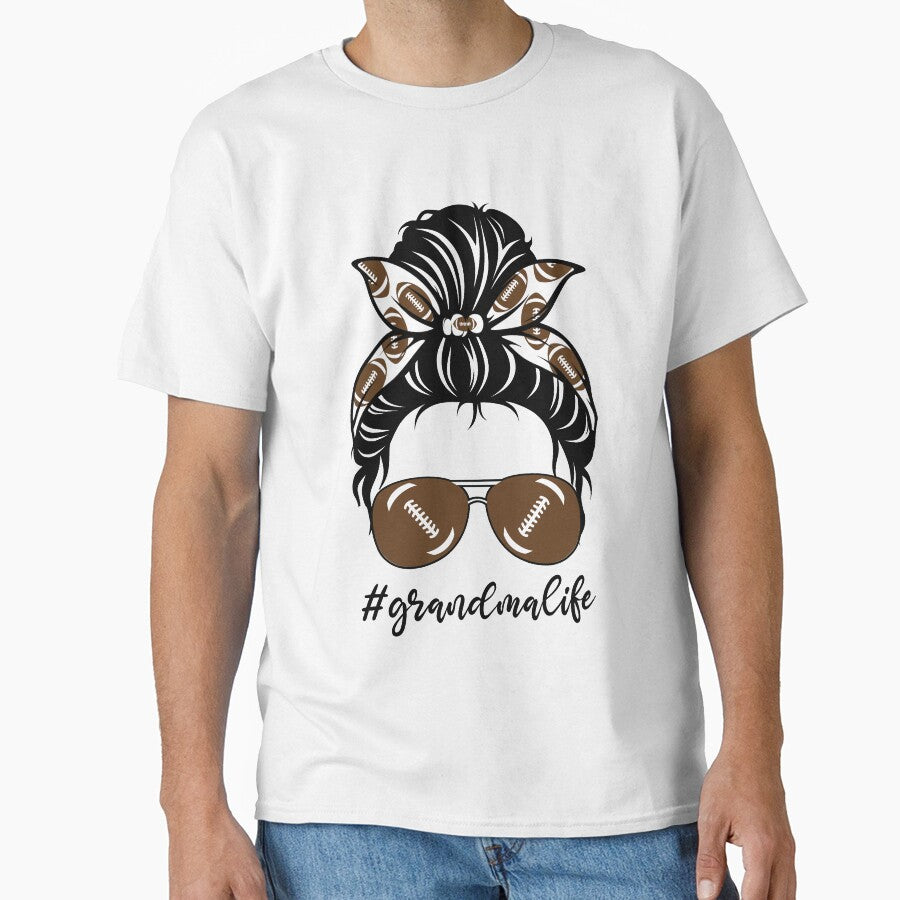 Football Grandma Life Messy Bun American Football by clothesy7 T-Shirts, Hoodie, Sweatshirt | BlankRebels.com (Image 1)