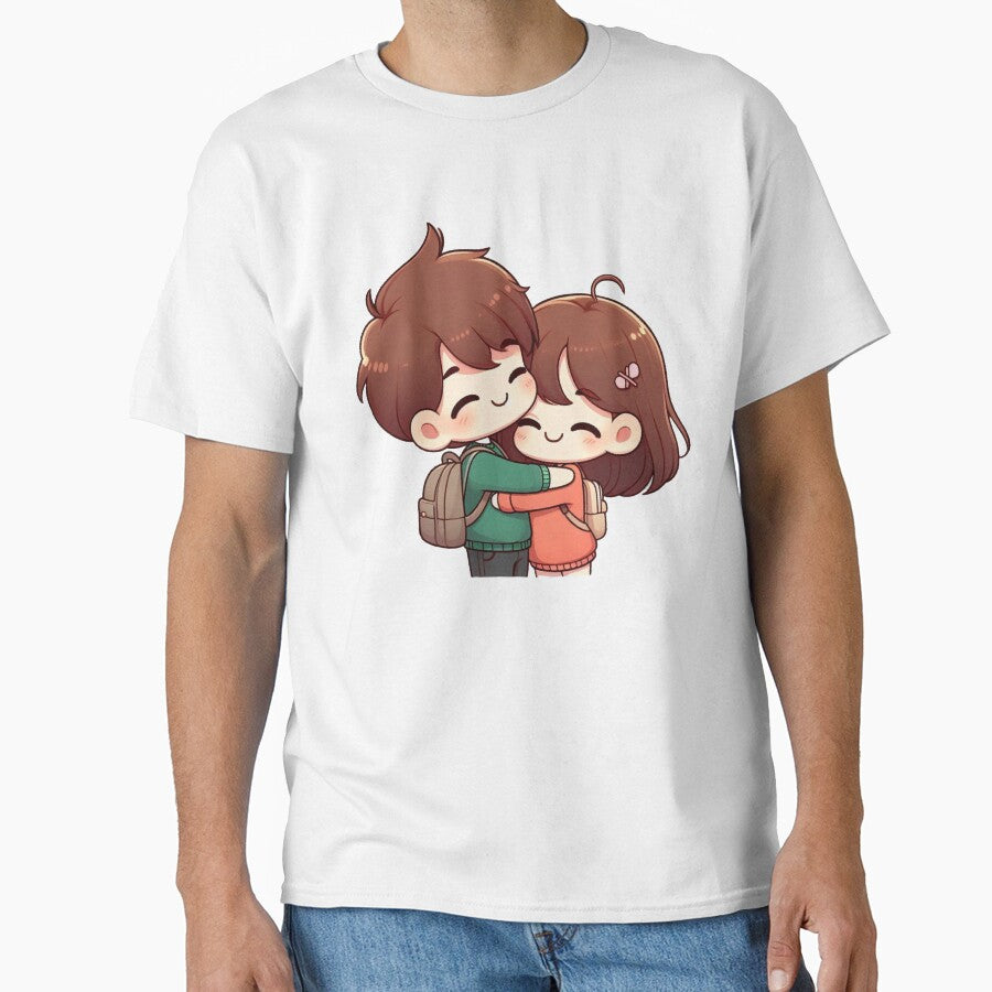 Cute Couple Hugging Each Other – Romantic Illustration of Love and Affection by TrendyDesign159 T-Shirts,... (Image 1)