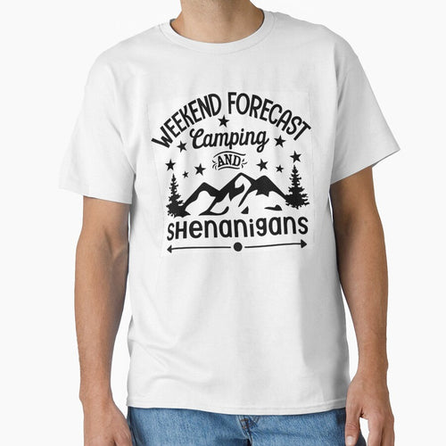 "Weekend Forecast: Camping and Shenanigans" Design by Dream World Images T-Shirts, Hoodie, Sweatshirt (Image 1)