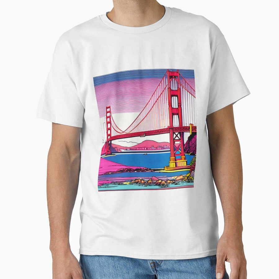 The Golden Gate Bridge in retro style art by imagenia T-Shirts, Hoodie, Sweatshirt | BlankRebels.com (Image 1)