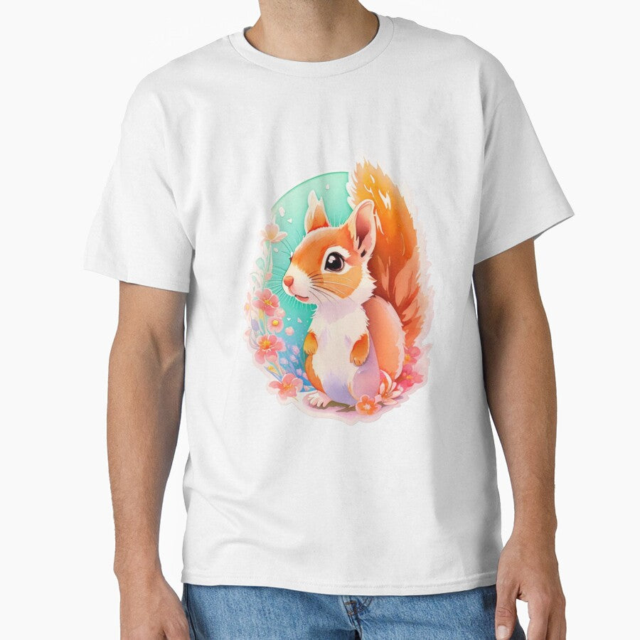 Cute Baby Squirrel with Leaves and Flowers by YourNameMatters T-Shirts, Hoodie, Sweatshirt | BlankRebels.com (Image 1)