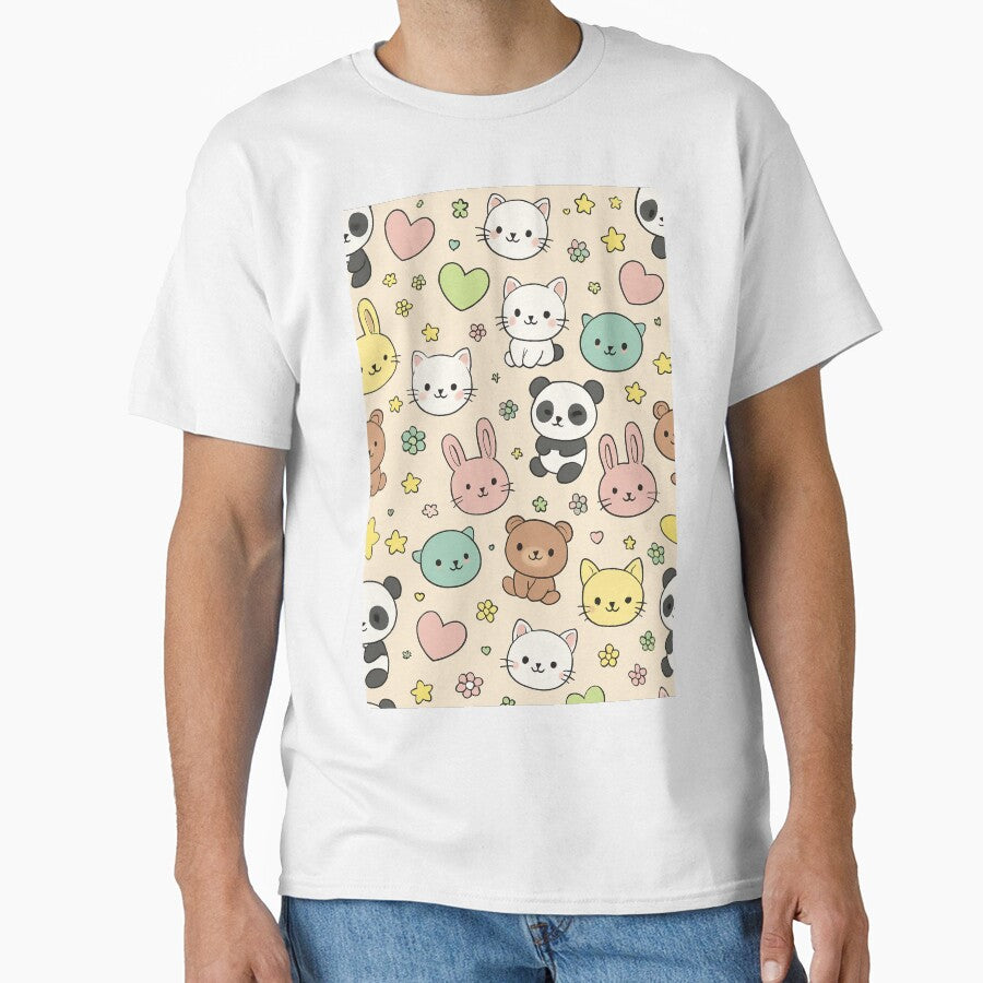 Cute Kawaii Animals Pattern – Pastel Cartoon Design by ethnicdigital T-Shirts, Hoodie, Sweatshirt | BlankRebels.com (Image 1)