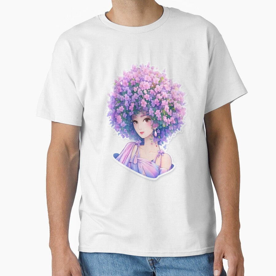3D Floral Girl Sticker | Cute Pastel Flower Hair Aesthetic | Pretty Pop-Out Art by Gurjeetpixelart T-Shirts,... (Image 1)