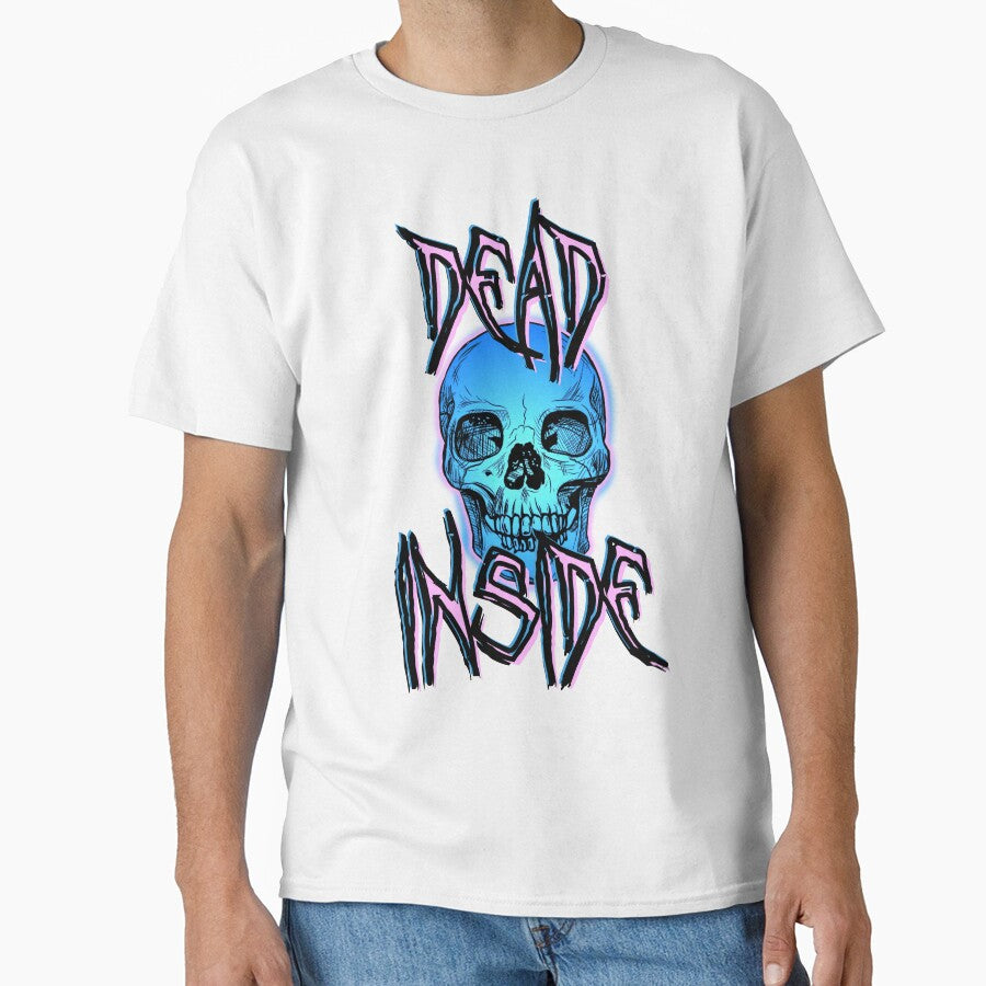 Dead Inside with Skull neon goth blue pink by FeralFix