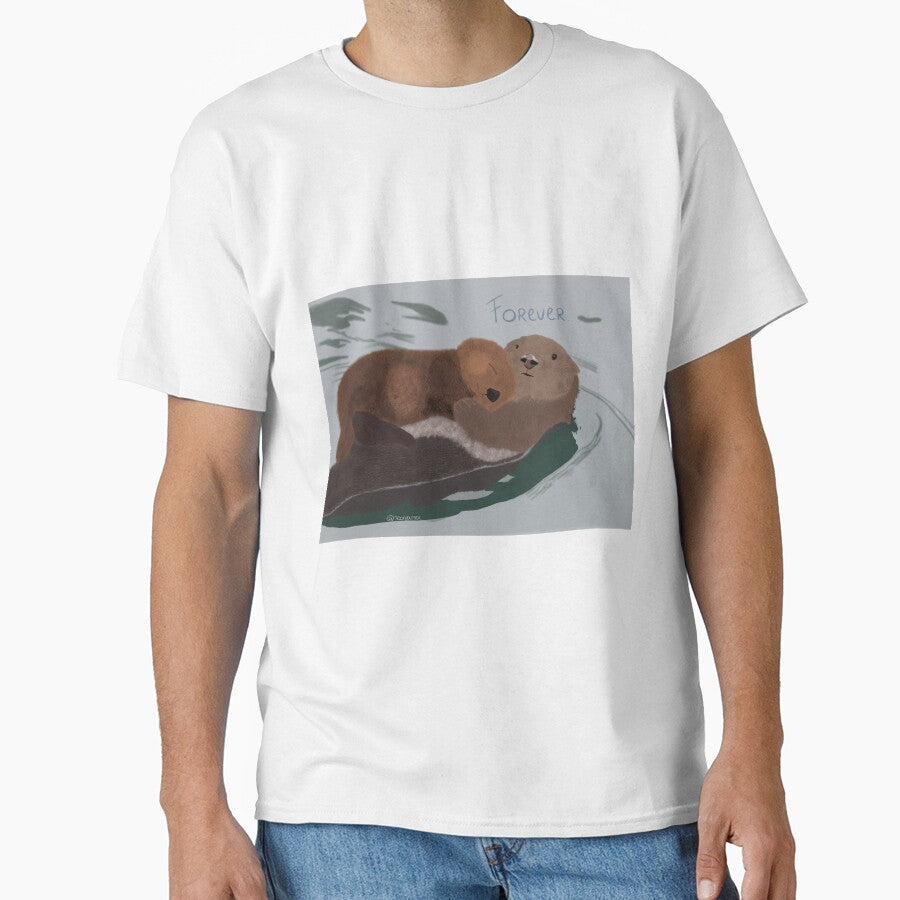 Otters holding hands (full drawing) by noonjournal T-Shirts, Hoodie, Sweatshirt | BlankRebels.com (Image 1)