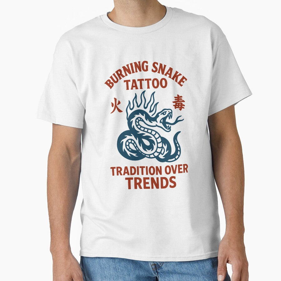 Burning Snake Tattoo – Tradition Over Trends by Tattee T-Shirts, Hoodie, Sweatshirt | BlankRebels.com (Image 1)
