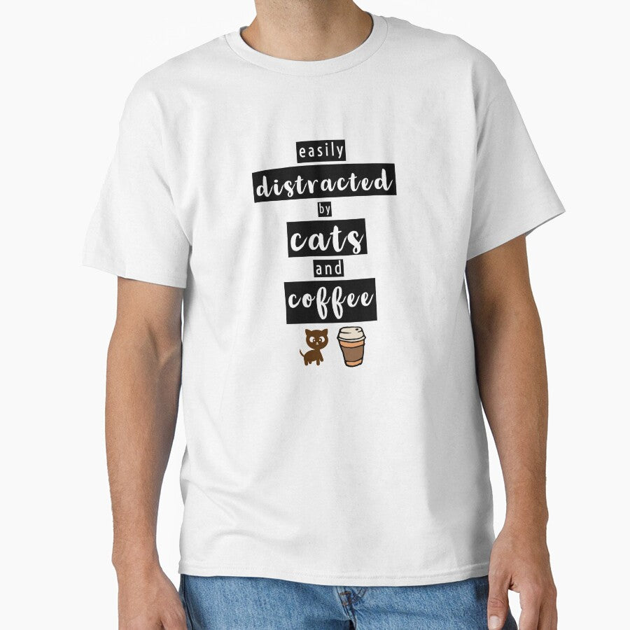 Easily distracted by Cats and Coffee by araeesha0315 T-Shirts, Hoodie, Sweatshirt | BlankRebels.com (Image 1)