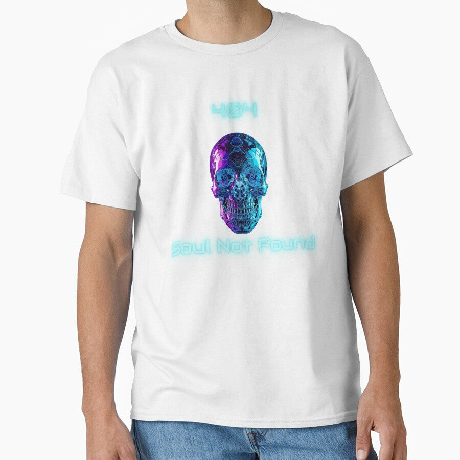 404 Soul Not Found – Holographic cyber skull in neon glitch style by BSIQ T-Shirts, Hoodie, Sweatshirt (Image 1)