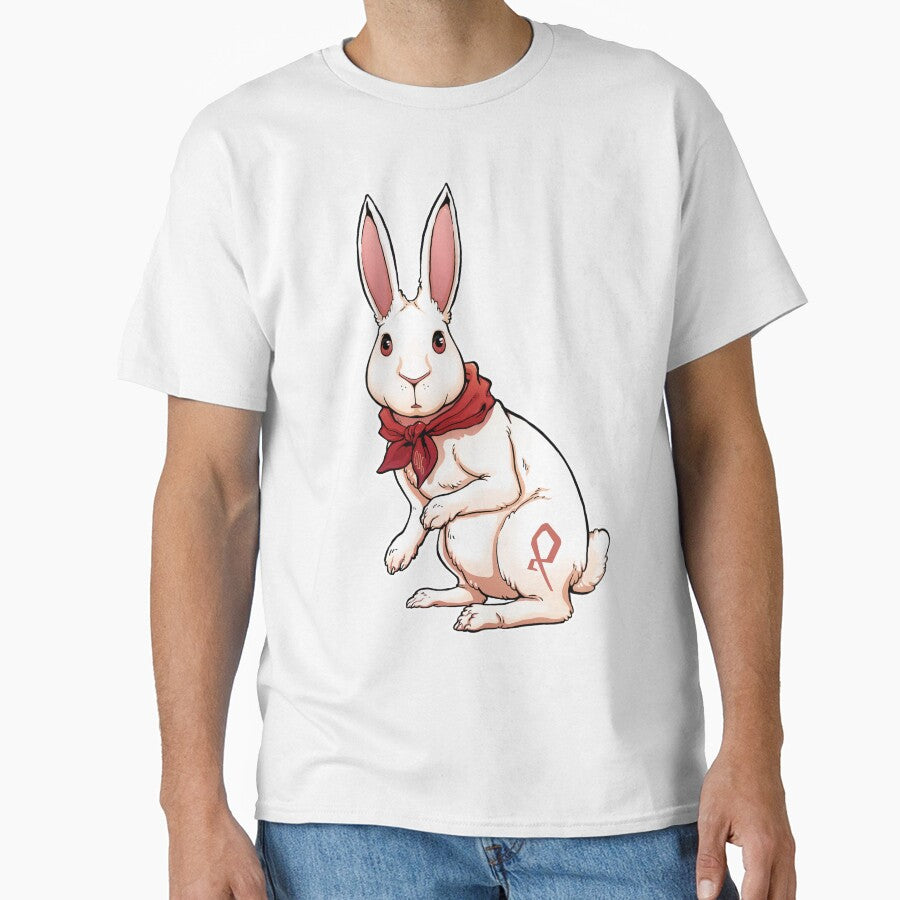 Cute Rabbit Standingwith Red Scarf Artwork Drawing Illustration by Gabrielptdedi T-Shirts, Hoodie, Sweatshirt (Image 1)