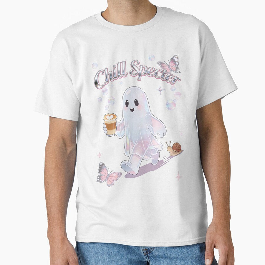 Chill Specter Ghost Holographic Aesthetic Coffee Lover Pastel Goth Art by Cherrydora T-Shirts, Hoodie, Sweatshirt (Image 1)
