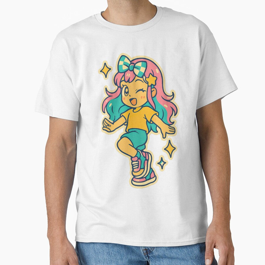 Kawaii Anime Girl, Y2K Aesthetic, Dancing by graphic-genie T-Shirts, Hoodie, Sweatshirt | BlankRebels.com (Image 1)