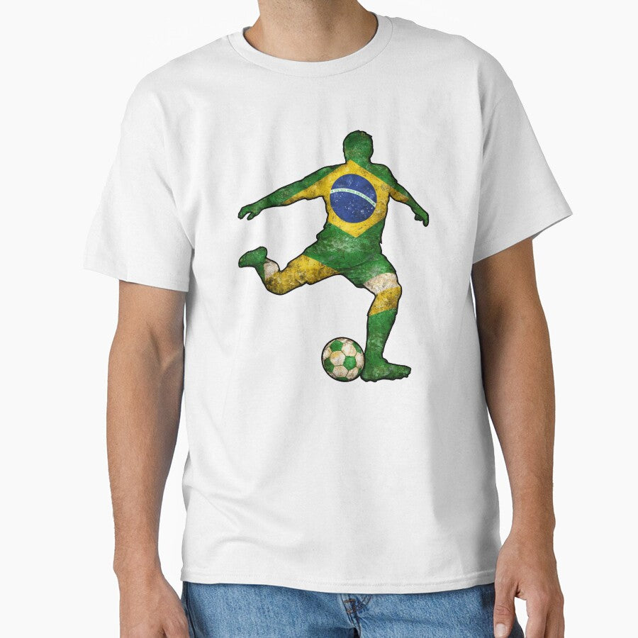 Brazilian Soccer Player Brazil Flag Silhouette by LintonGriffin