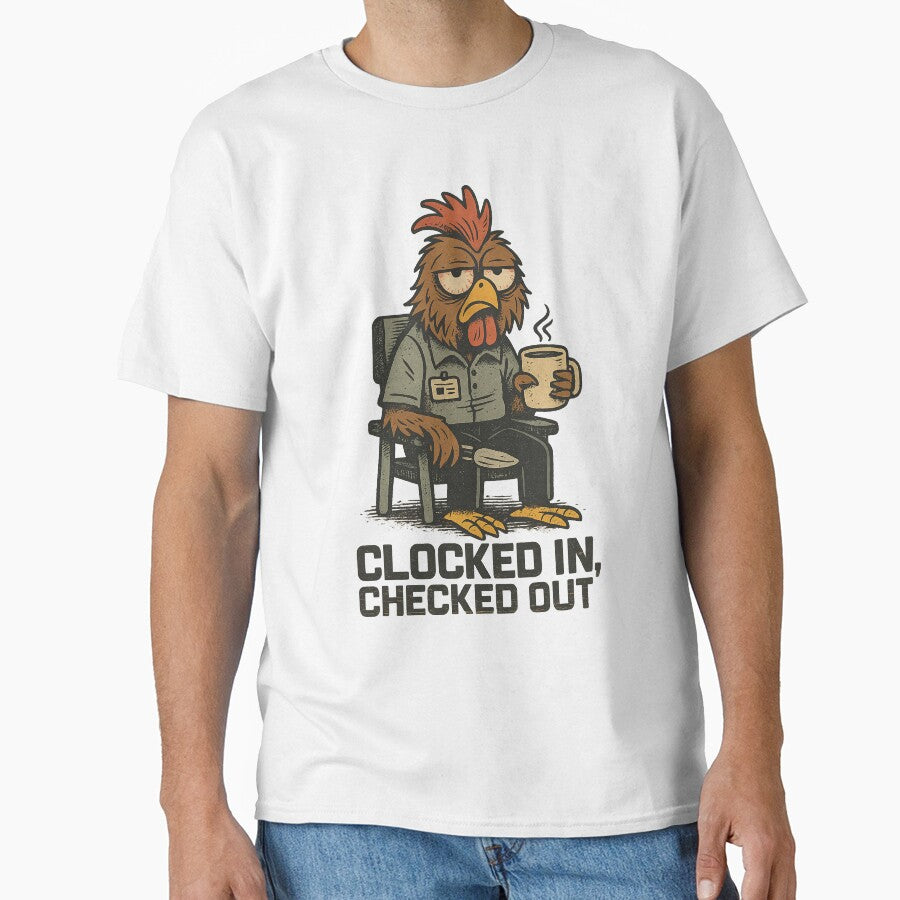 Clocked In Checked Out Rooster by Vitalka-uk T-Shirts, Hoodie, Sweatshirt | BlankRebels.com (Image 1)