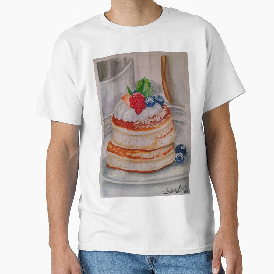 Japanese Souffle Pancakes Watercolor Food Painting illustration by happiartworks T-Shirts, Hoodie, Sweatshirt (Image 1)