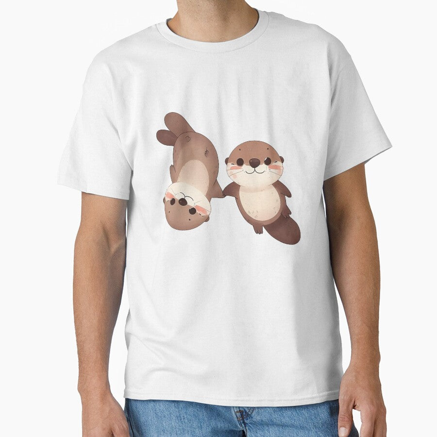Cute couple of otters holding hands by QuickSticker T-Shirts, Hoodie, Sweatshirt | BlankRebels.com (Image 1)