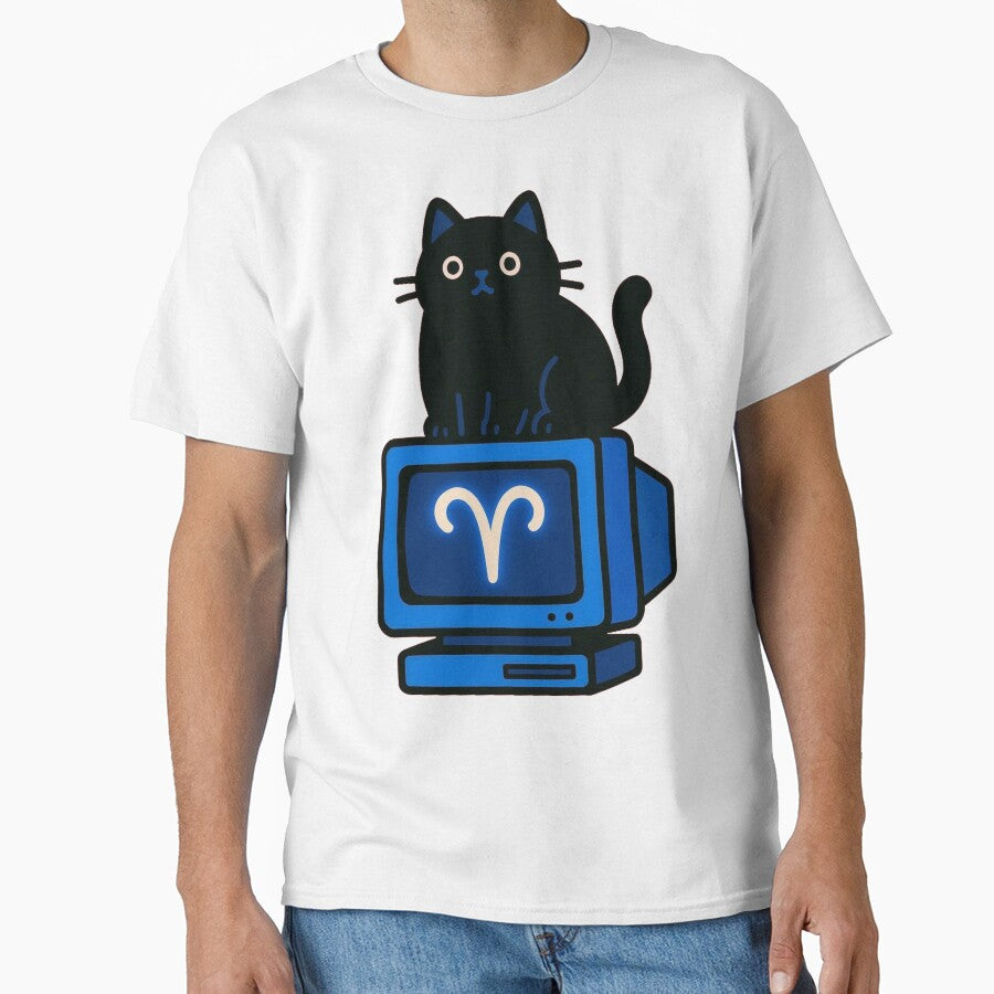 Aries Kitty // Y2K Retro Tech Aesthetic by A Rather Decadent Exhibition T-Shirts, Hoodie, Sweatshirt (Image 1)