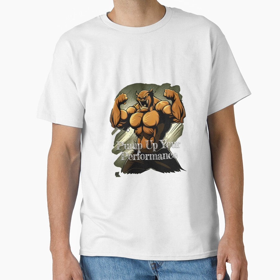Pump Up Your Performance Bodybuilding Fitness Gym Workout Exercise Merch Print Design by tengamerx T-Shirts,... (Image 1)