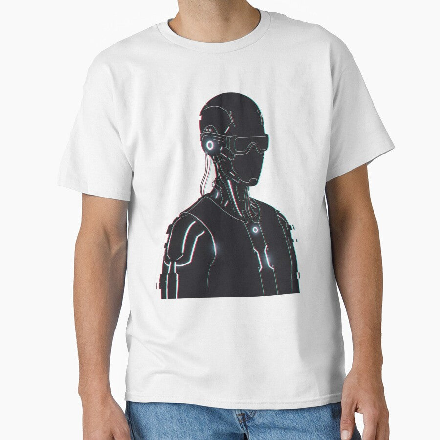 Minimal Glitch Cyborg Profile Futuristic Cyberpunk Art by INNER WINNER YOU T-Shirts, Hoodie, Sweatshirt (Image 1)