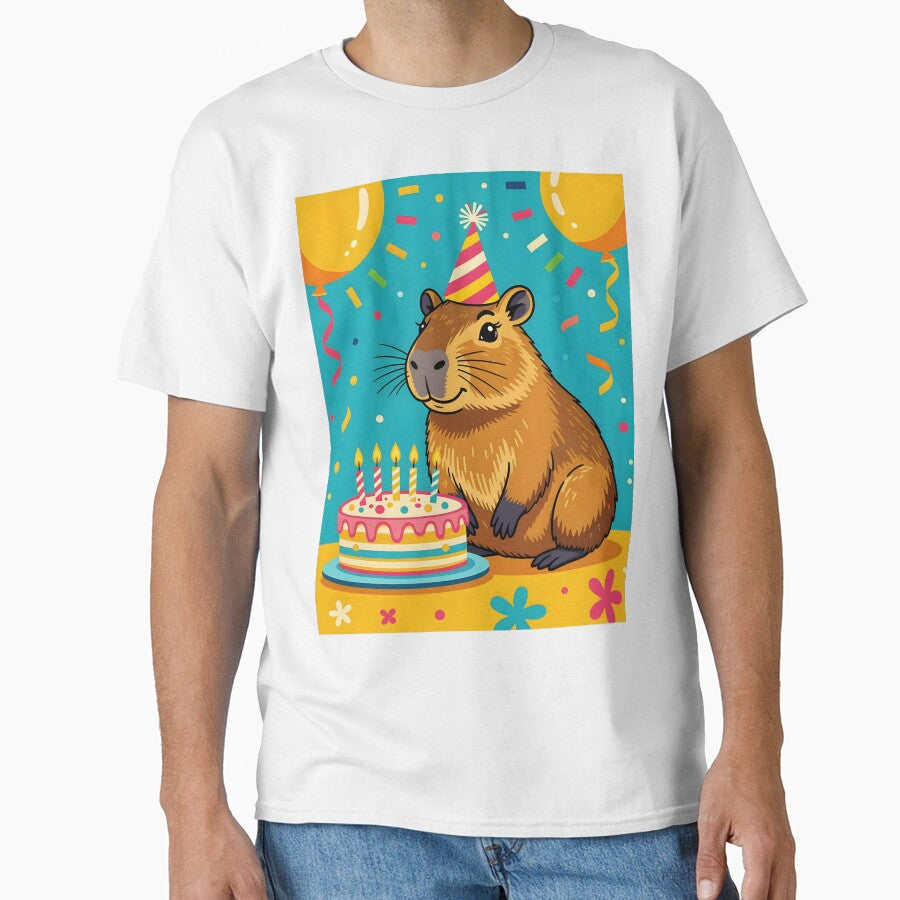 Party Capybara Cake Hat – Celebration Illustration T-Shirts, Hoodie, Sweatshirt