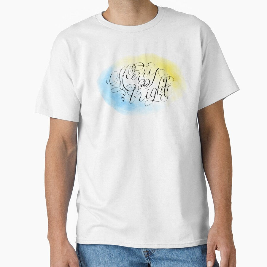 Merry and Bright Calligraphy with Watercolor by SarahJoyScribe T-Shirts, Hoodie, Sweatshirt | BlankRebels.com (Image 1)