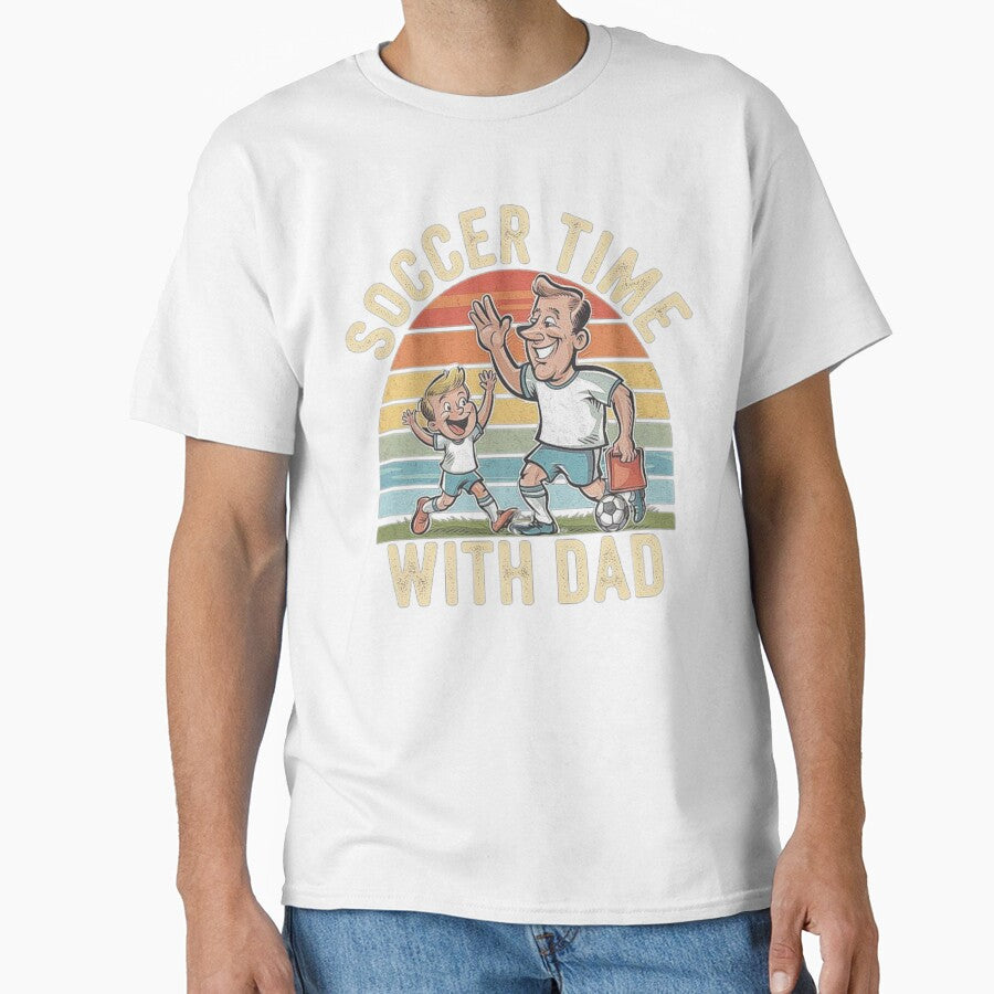 Soccer Time with Dad Vintage Family Bonding Art by love3617
