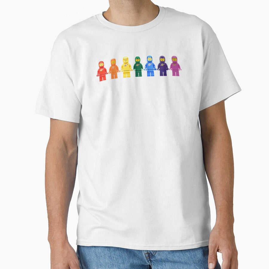 Brick Toy Astronauts - Rainbow Pride Edition (with rocket!) by YonderAndBeyond T-Shirts, Hoodie, Sweatshirt (Image 1)