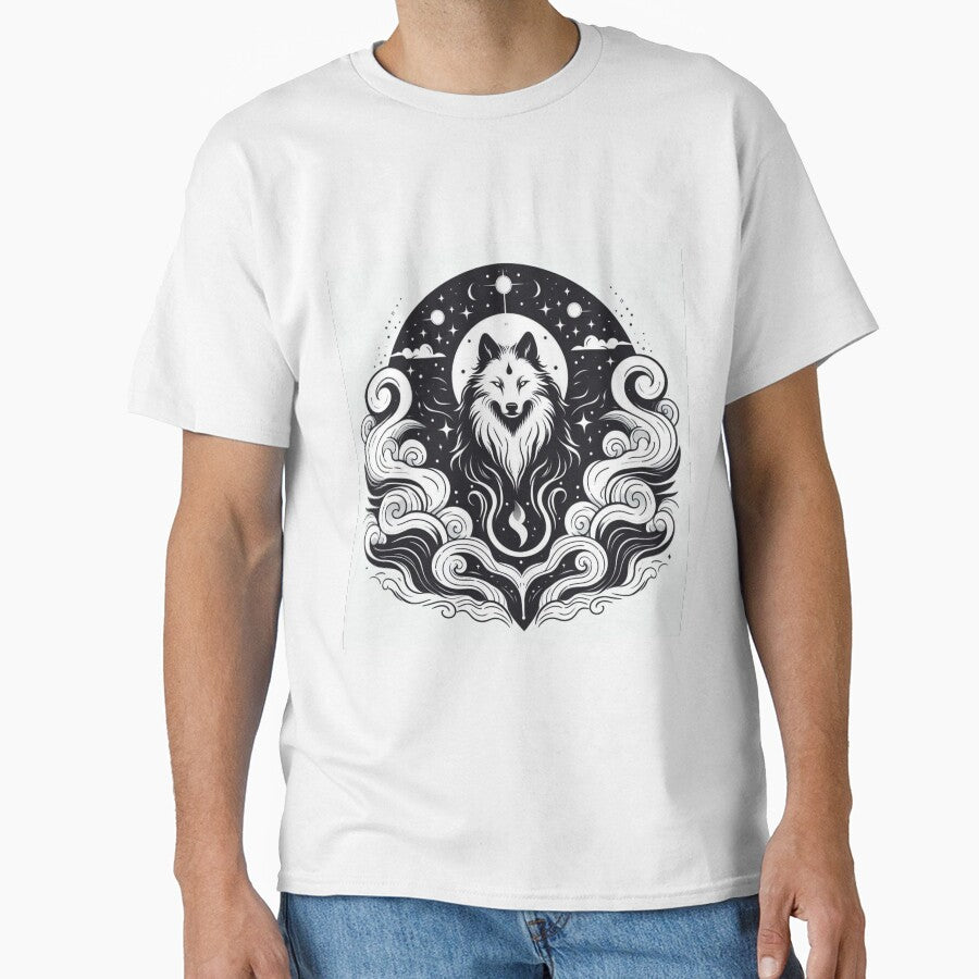 Celestial Spirit Wolf Mystic Moon Art by BigBlueArt T-Shirts, Hoodie, Sweatshirt | BlankRebels.com (Image 1)