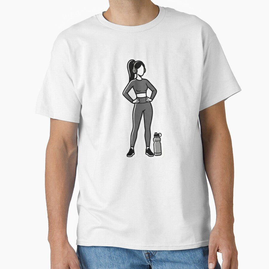 Athleisure Aesthetic Stick Figure Gym Girl Pilates Wellness Vibe Cute Workout Fashion by StickyGuys T-Shirts,... (Image 1)