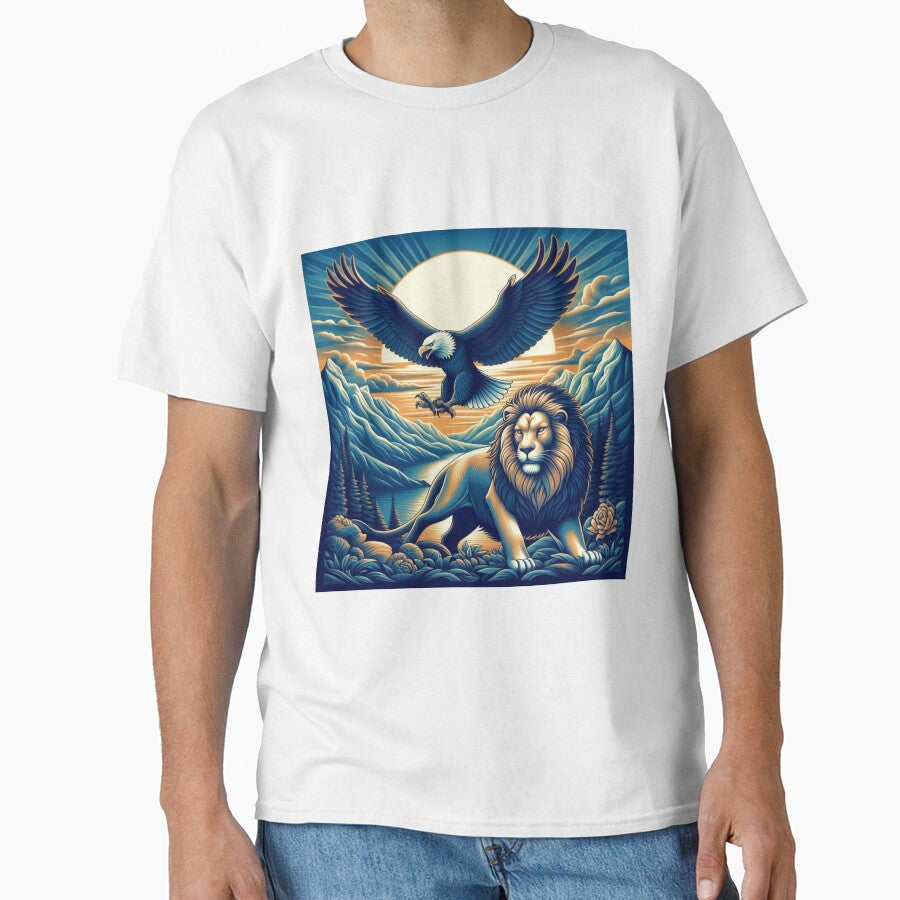 Eagle & Lion in Mountain by kharatsuchita T-Shirts, Hoodie, Sweatshirt | BlankRebels.com (Image 1)