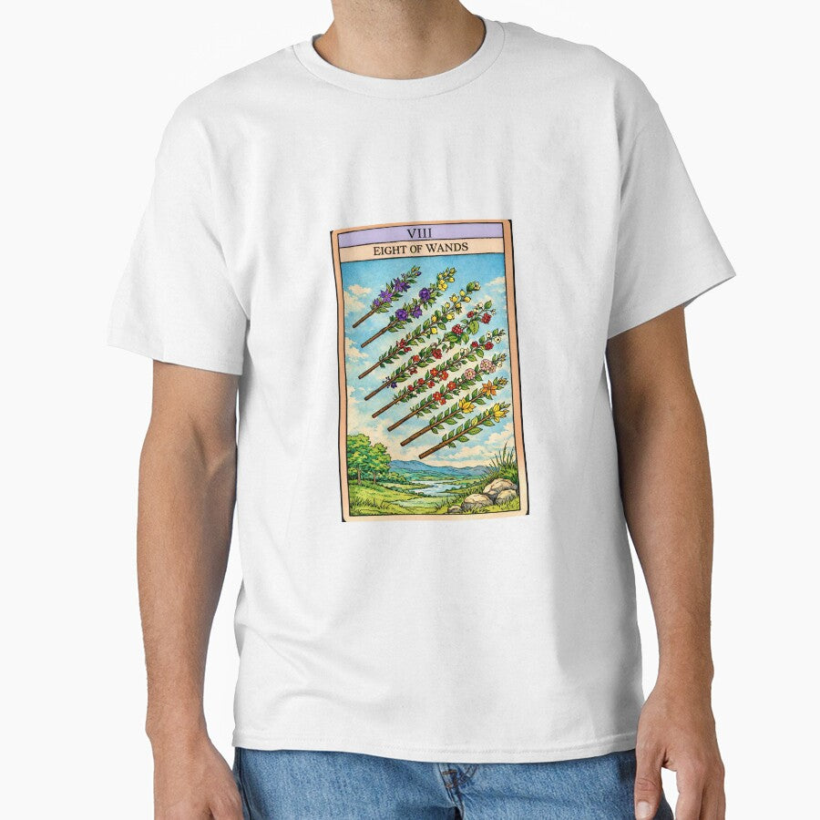 Eight of Wands Tarot Card with Floral Wands –  Botanical Tarot Illustration by EmiliaBassano T-Shirts, Hoodie,... (Image 1)