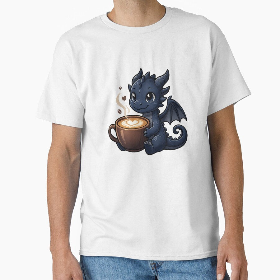 Blue Coffee Dragon – Cute Baby Dragon Holding Latte by Reminixi T-Shirts, Hoodie, Sweatshirt | BlankRebels.com (Image 1)