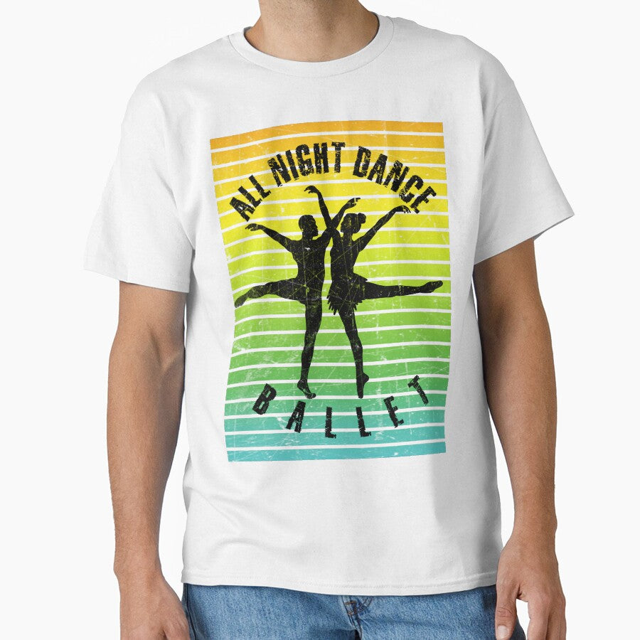 Black silhouette of a couple dancing ballet against a background of colorful stripes by HarridanCreates... (Image 1)