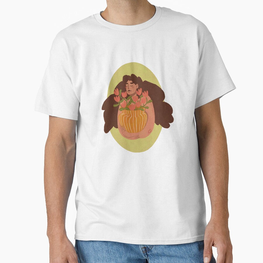Flower Carrier – Botanical Illustration of a Flower Lover by NinaVerduinArt T-Shirts, Hoodie, Sweatshirt (Image 1)