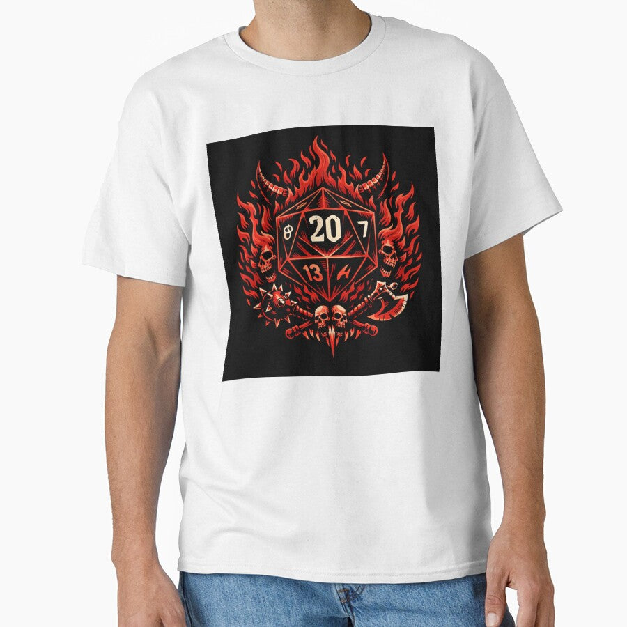 Hellfire D20 Dice Emblem – Dark Fantasy RPG Art by rajasekhark T-Shirts, Hoodie, Sweatshirt | BlankRebels.com (Image 1)