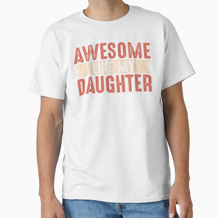 Awesome Like My Daughter Dad Joke Funny Fathers Day Gift Vintage Letters by alenaz