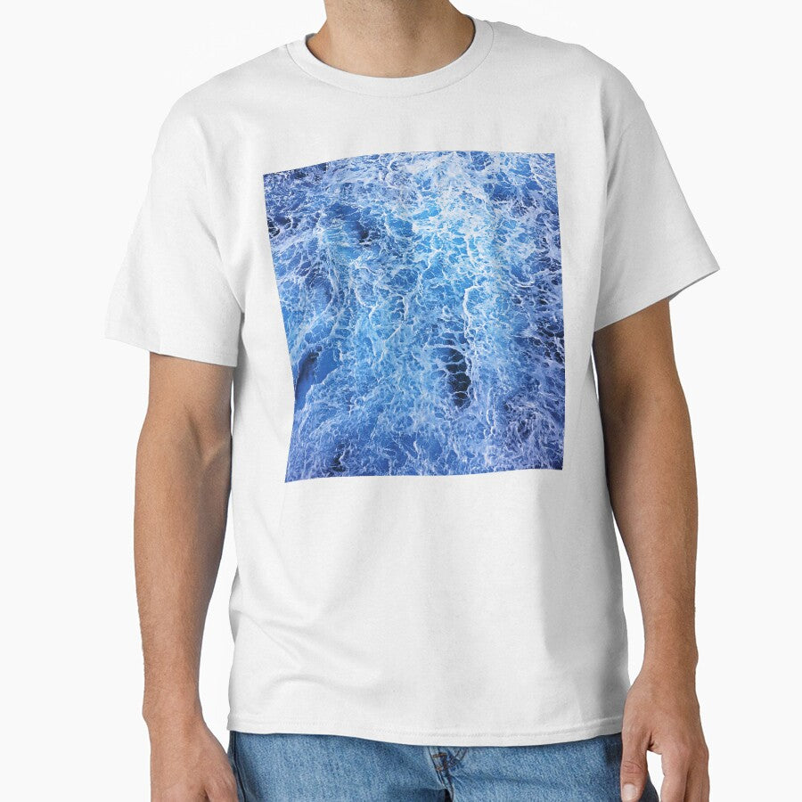 Turquoise-Blue And White Foam Ocean Surf Pattern by DEC02 T-Shirts, Hoodie, Sweatshirt | BlankRebels.com (Image 1)
