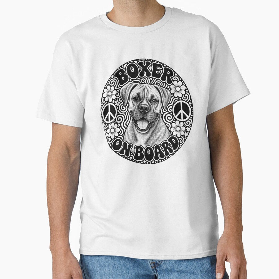 sticker "Boxer on board" Hippie dog, peace by barbastyle