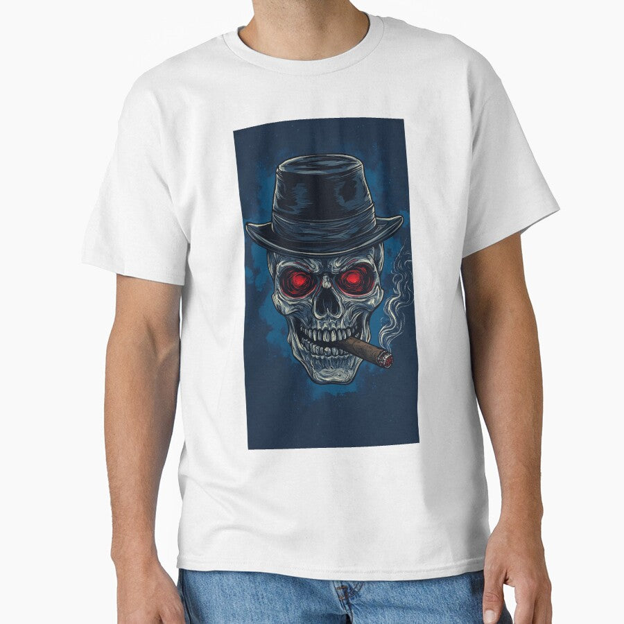 Cool Skull Logo with Red Eyes and Fedora – Vector T-Shirt Design by Moss and Moon Studio Hoodie, Sweatshirt (Image 1)