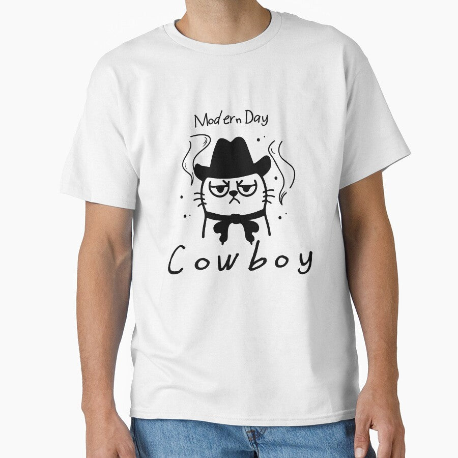 Modern Day Cowboy | Kitten Cowboy | Western Cowboy Gifts for Dad | Cat Cowboy Hat Meme by themichetti T-Shirts,... (Image 1)