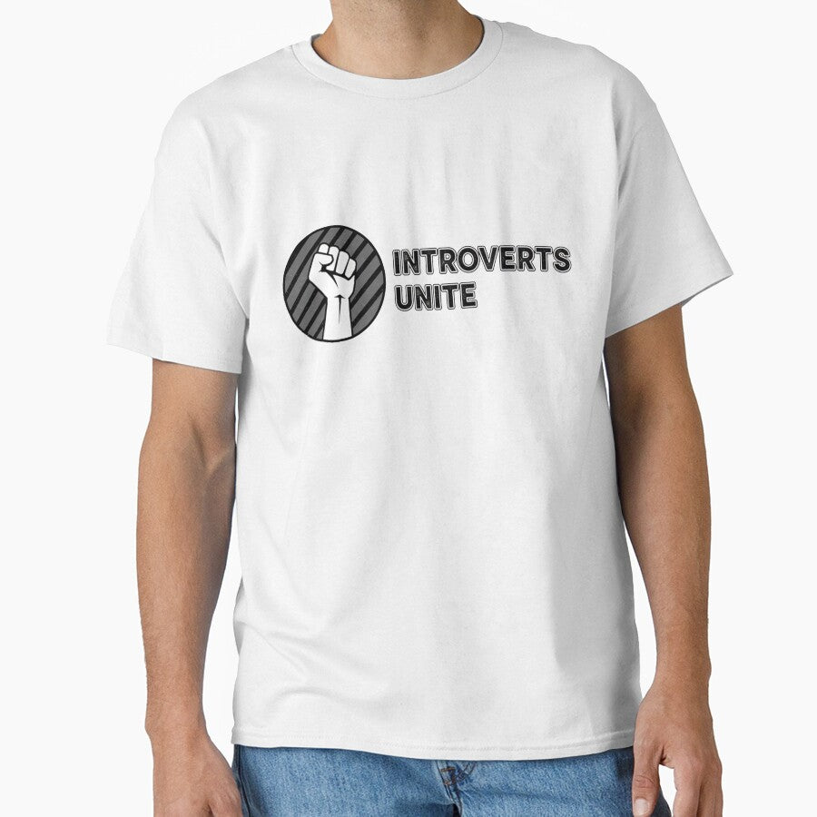 FUNNY QUOTES Introverts Unite – Vintage Fist Retro Introvert Statement Design by C3J7 T-Shirts, Hoodie, Sweatshirt (Image 1)