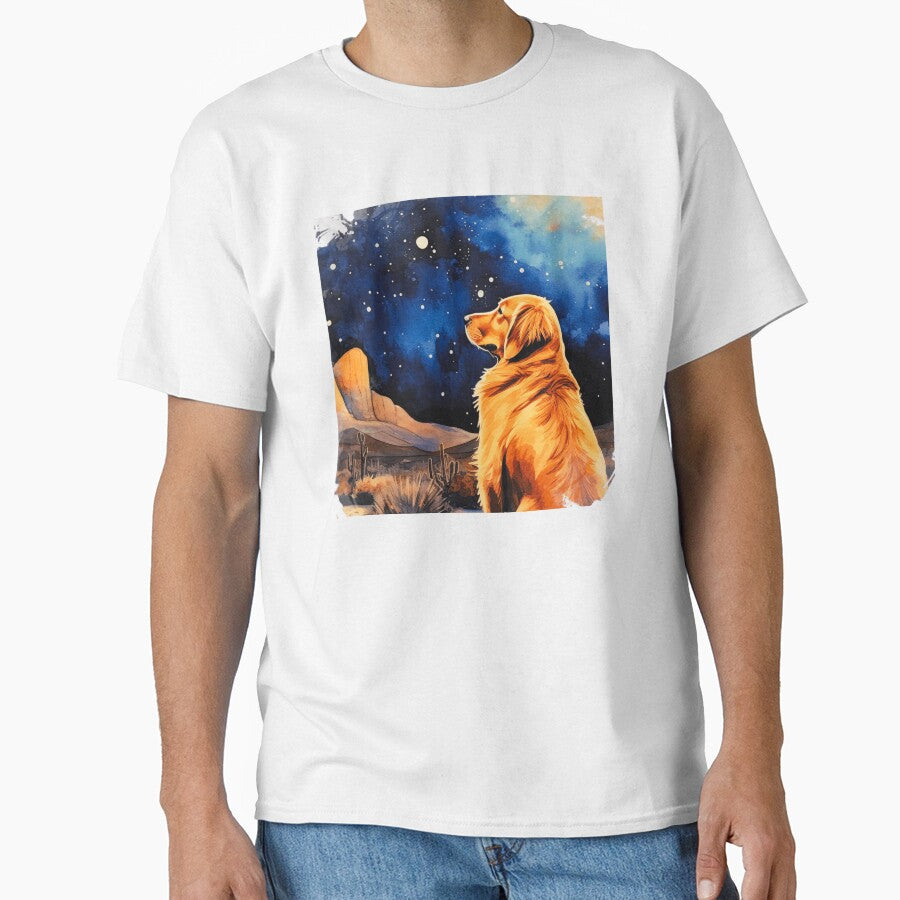 Golden Retriever In The Desert At Night by TheAnimalZ00 T-Shirts, Hoodie, Sweatshirt | BlankRebels.com (Image 1)