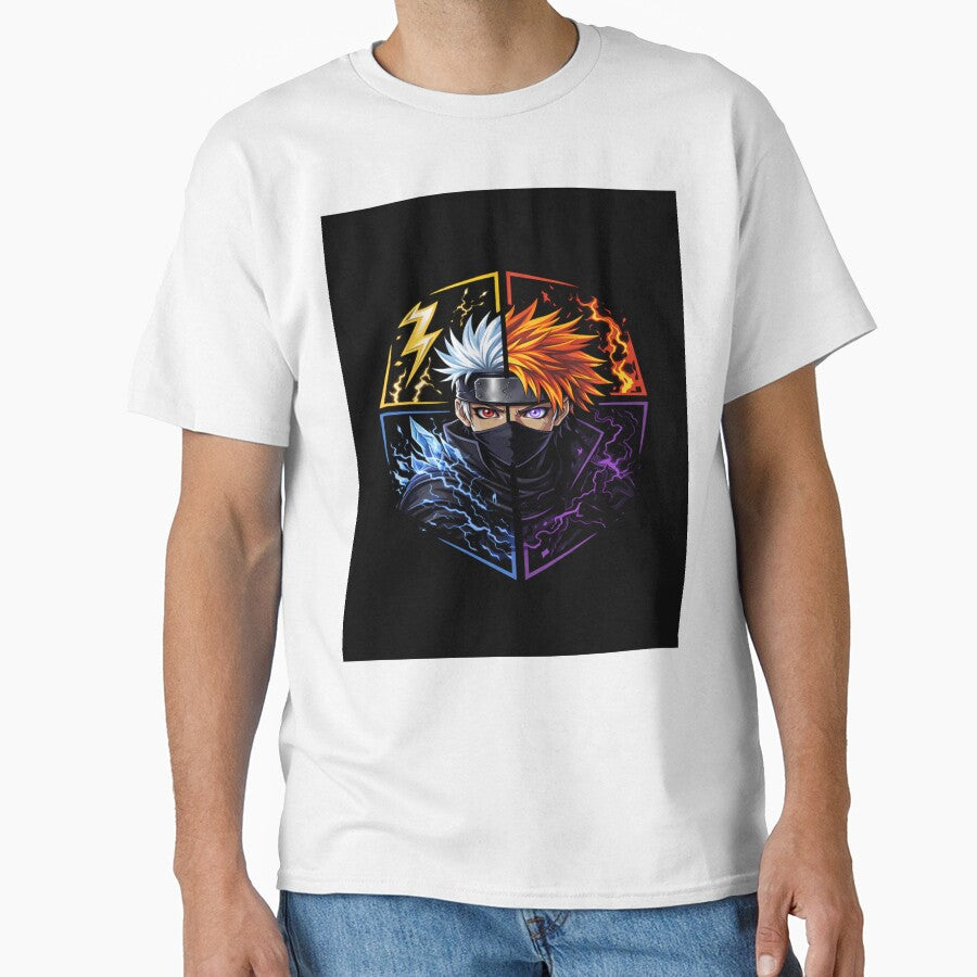 Elemental Ninja Anime Logo ⚡?❄️? | Minimal Anime Hoodie Design | 4 Power Fusion Aesthetic by SSVSTICKERS